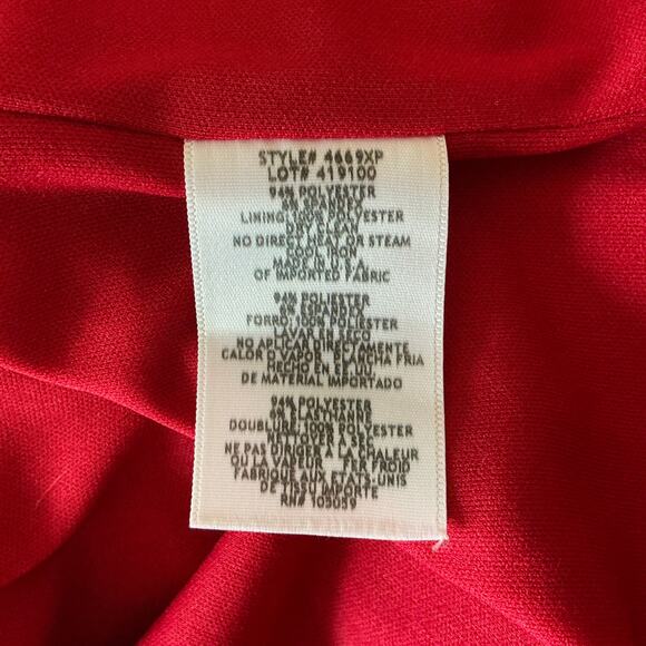 Red One Shoulder Evening Gown Size 14P XSCAPE Cut Out Thigh Slit Formal Dress - Picture 11 of 14